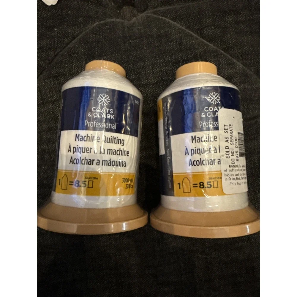 (2) 3000 Yards White Professional Machine Quilting Thread for Longarm Sewing